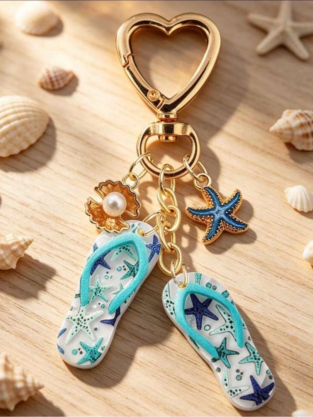 Nautical Flip-Flop Bag Charm Keychain - Picture 2 of 4